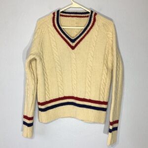 Vintage 70s Academia Preppy V Neck Sweater, Tennis Varsity Collegiate, Unisex